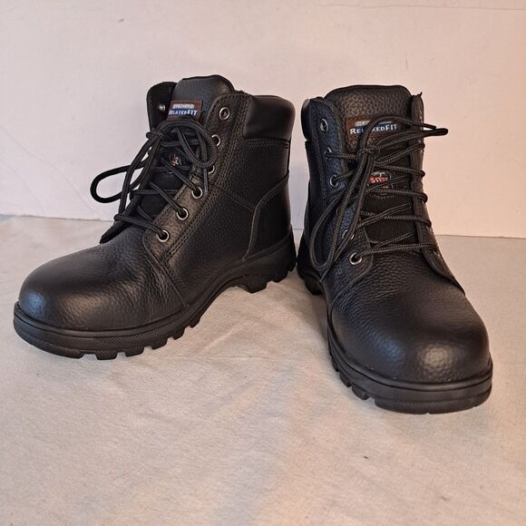 Skechers Women's 8.5W Workshire Peril Steel Toe Work Boot 76561W Black Leather - Picture 1 of 14